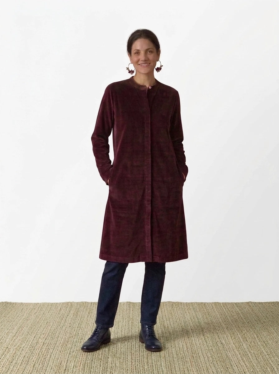 Velvet Super Mix Coat Dress Cassis