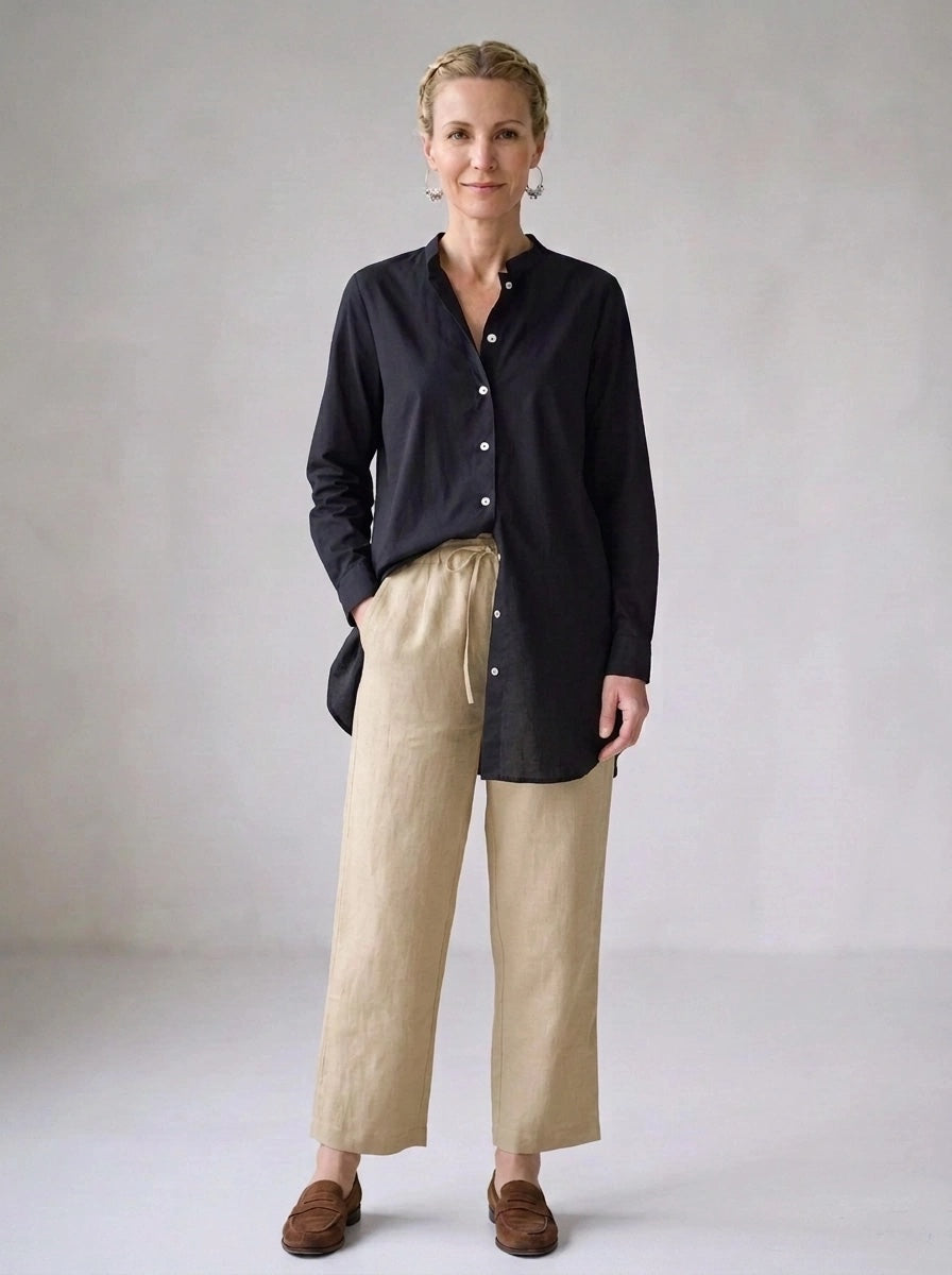 Garment Washed Trouser Linen - Taupe/Sandcastle