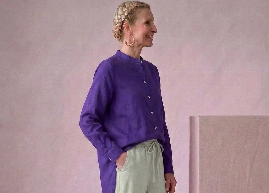 Garment Washed Trouser Linen - Sage Green