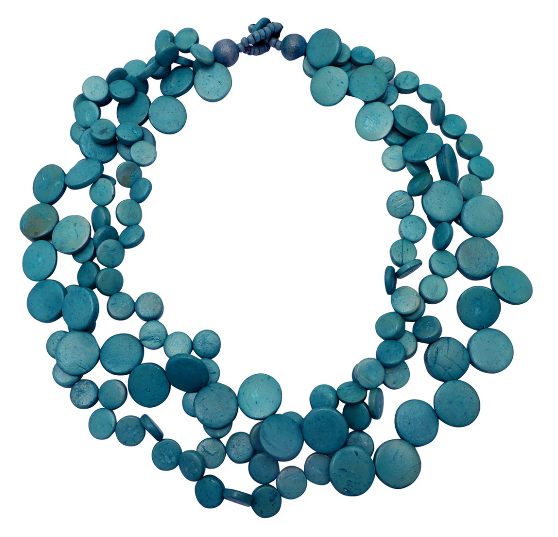 Coconut Three String Necklace - Denim