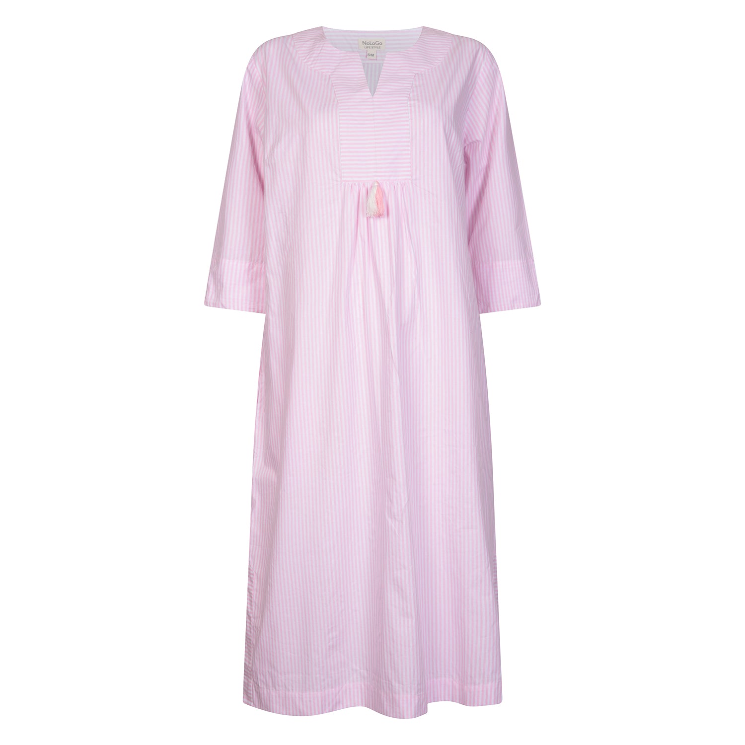At-Ease Stripe Cotton Midi Dress - Pink
