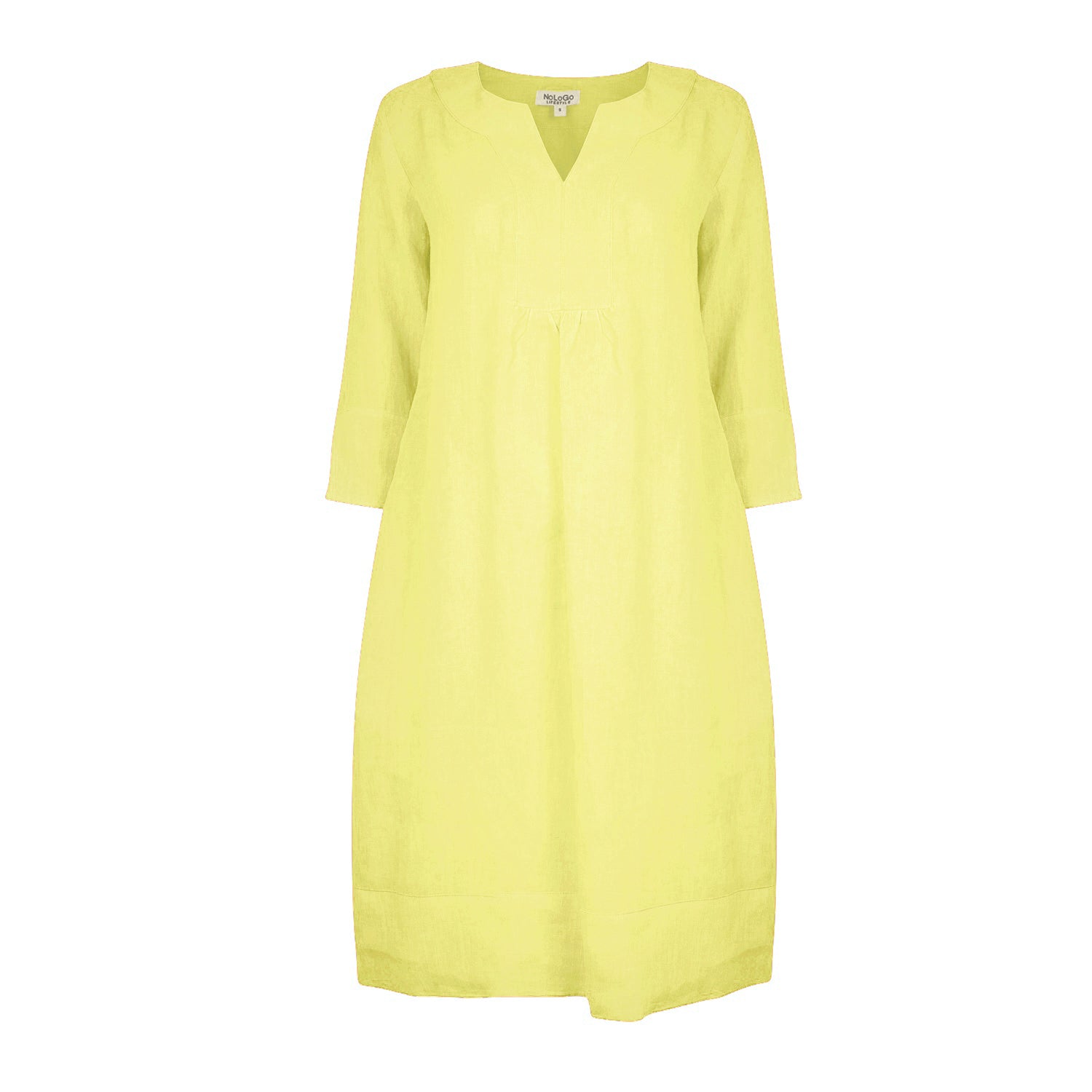 Life Style Easy Heavy Linen Tunic Dress - Lemon