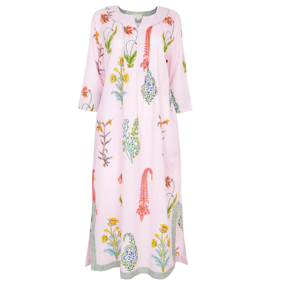 Botanical Maxi Dress Cotton Cambric Himalayan Pink