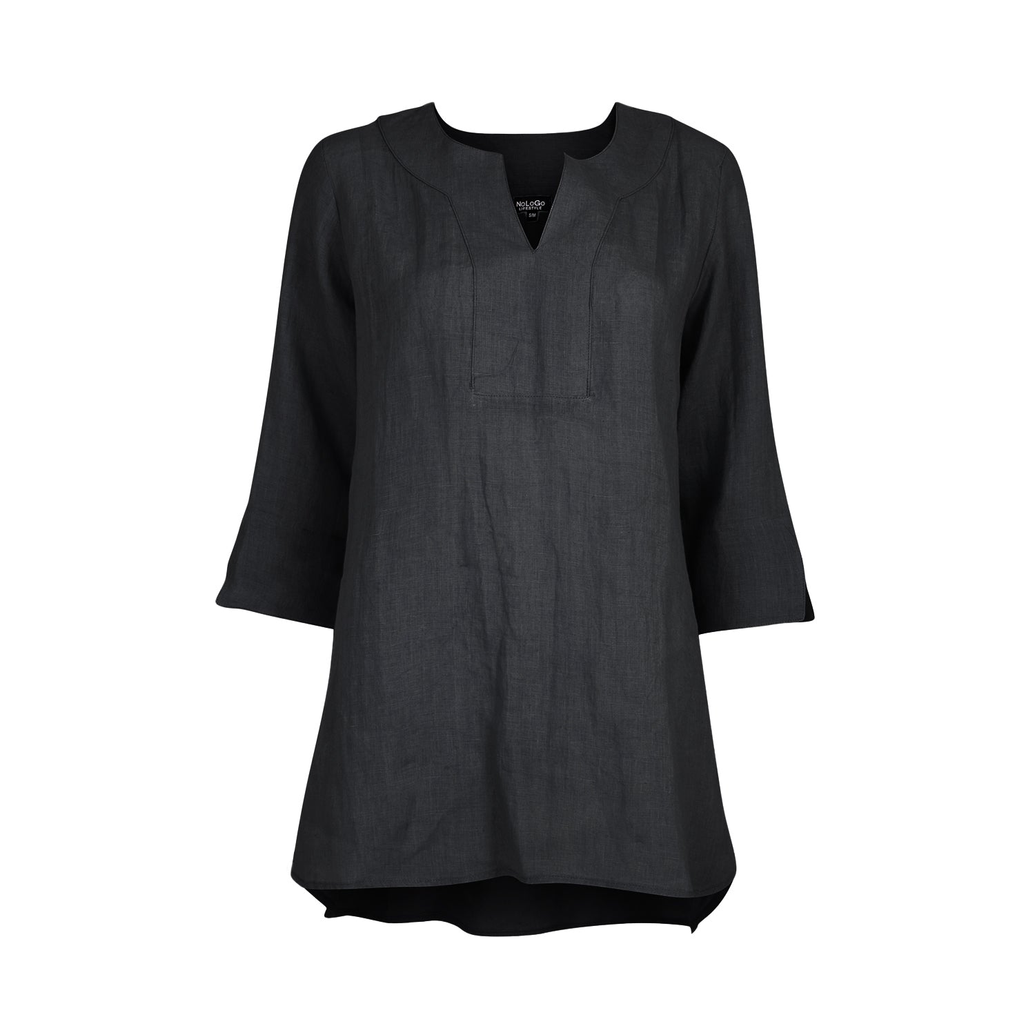 Lifestyle Long Linen Top - Black