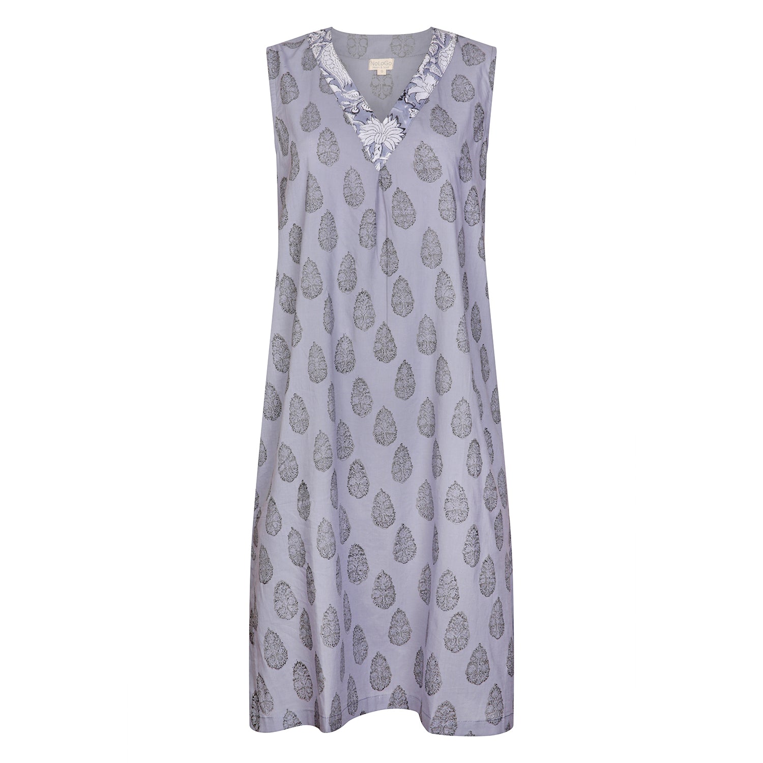 Rosebud Print Nightdress Cotton Charcoal