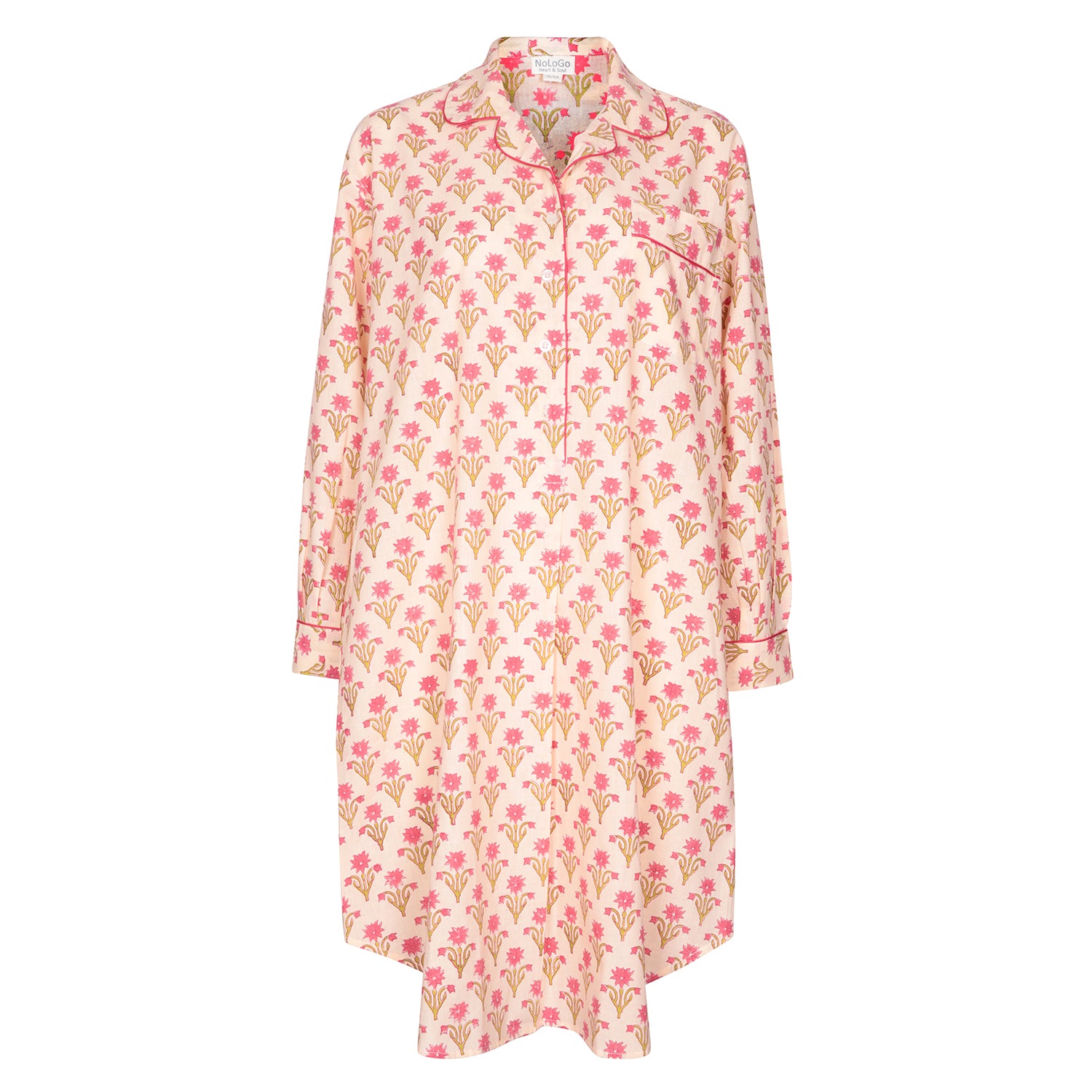 Hand Printed Nightshirt- Red Poppy