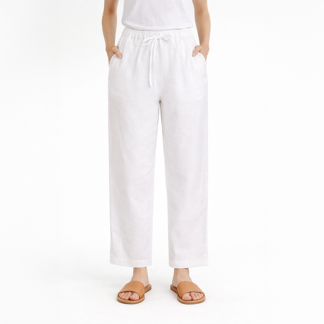 Life Style Plain Trouser Linen White