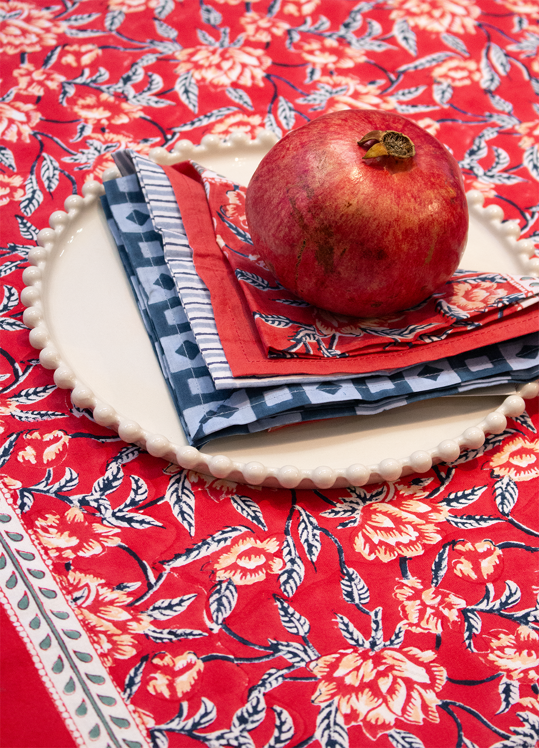 Bordered Mat 35 x 45 cms Place Mat Cotton Red One Size