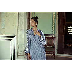 Rosebud Nightdress Cotton Charcoal