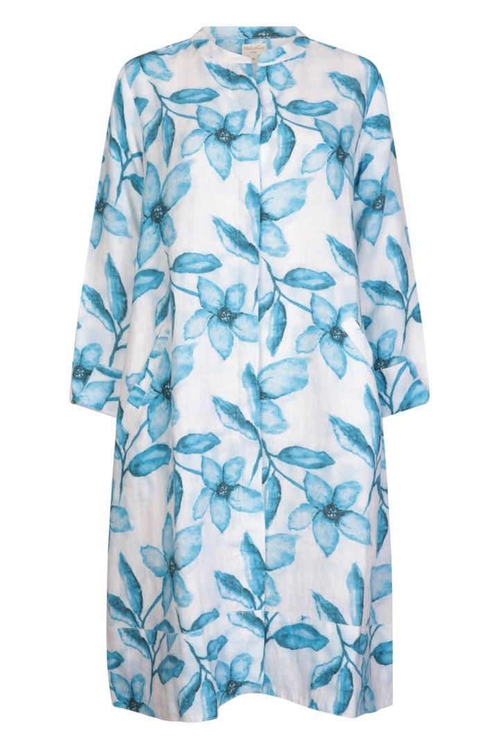 Super Mix Linen Coat Dress Ming Flower