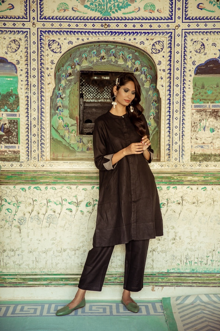 Garment Washed Trouser Black