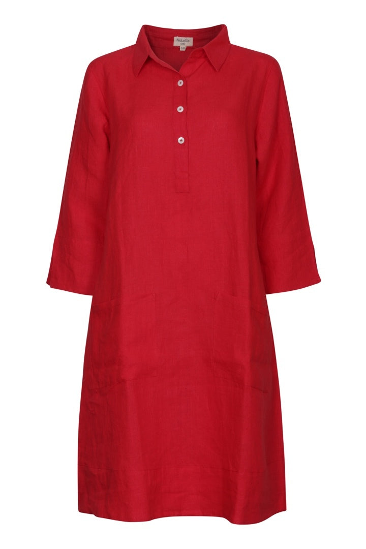 Up Town Linen Shirt Dress - Lime
