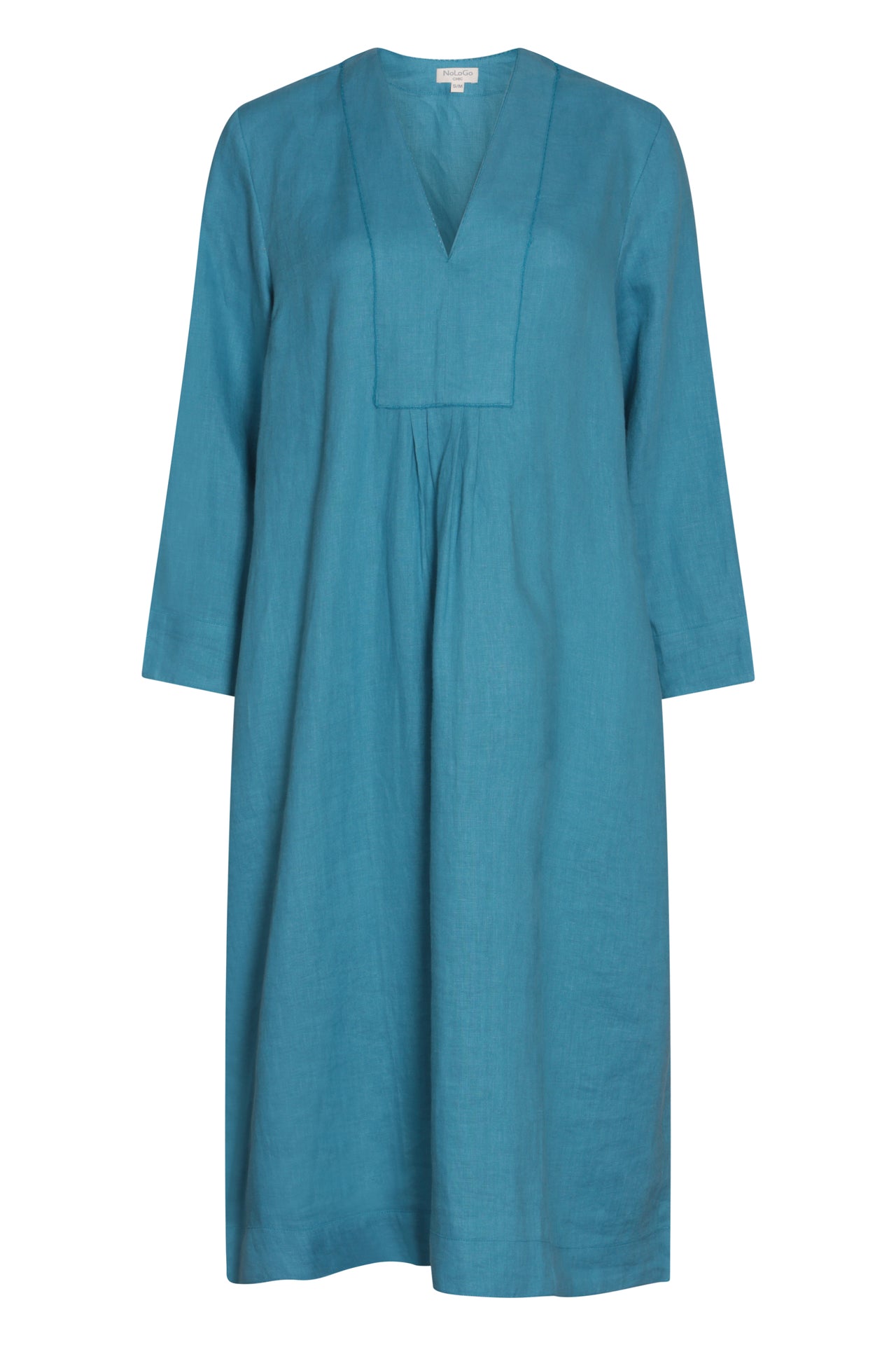 Picot MIDI Dress-Linen - Indigo