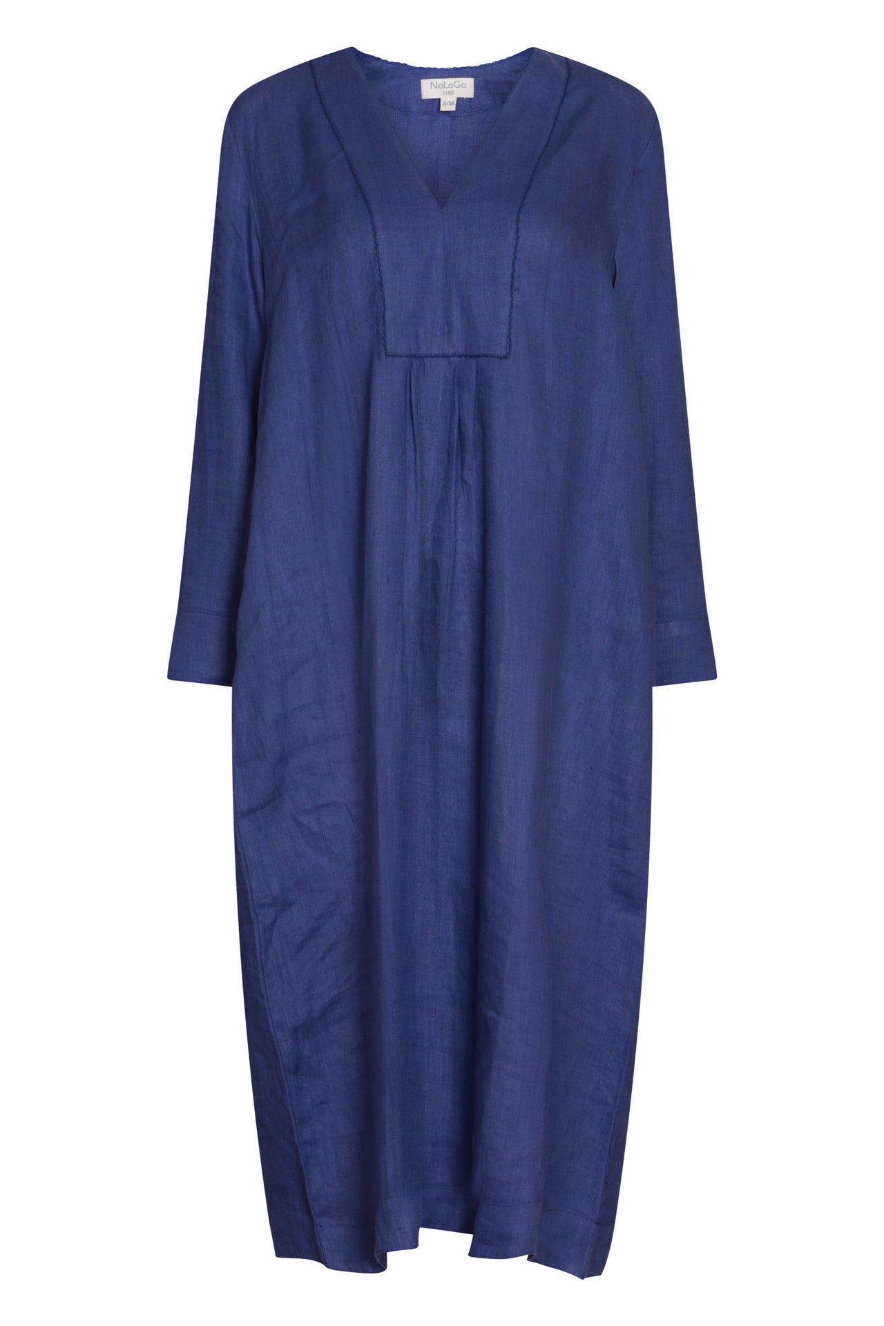 Picot MIDI Dress-Linen - Indigo