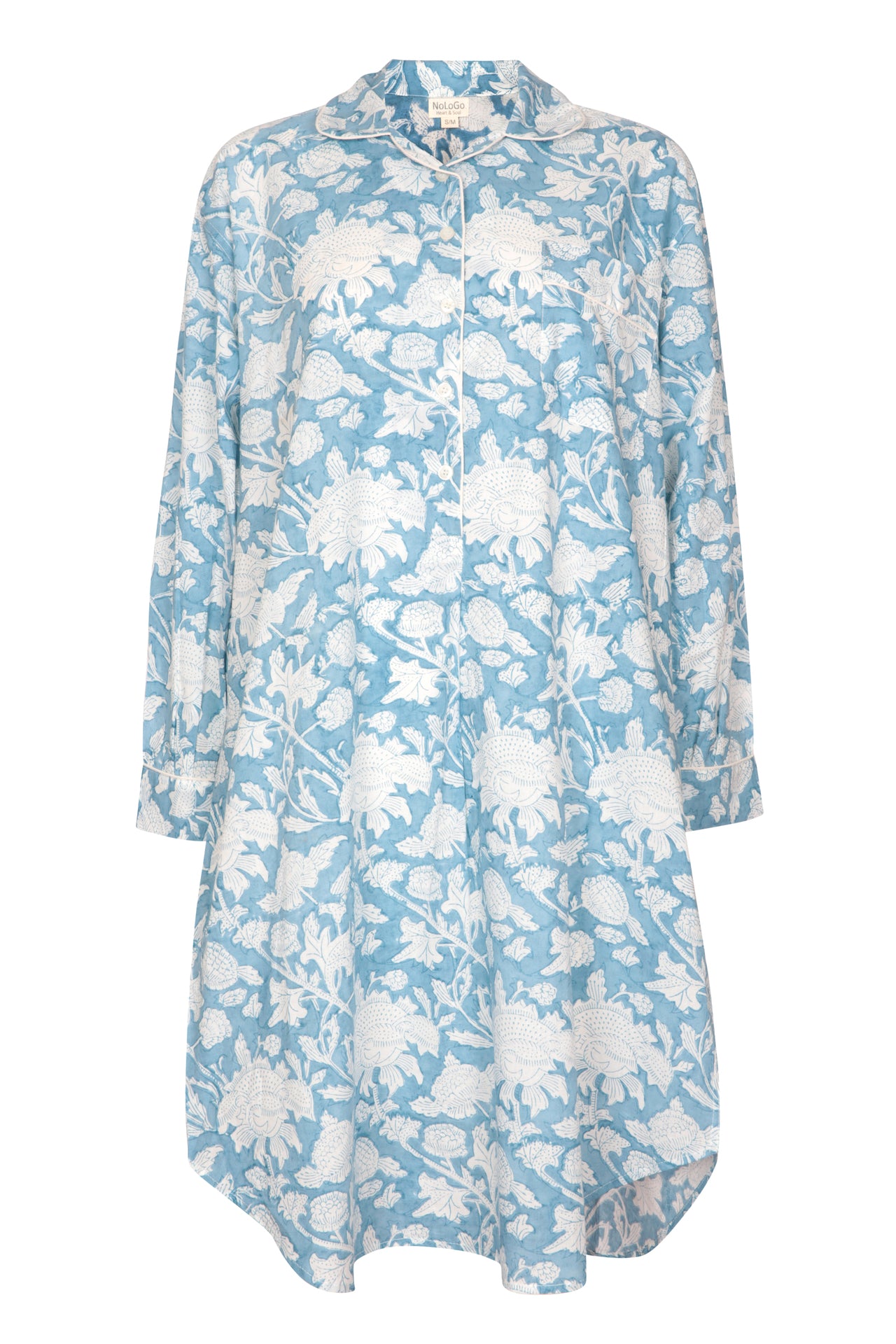 Hand Printed Nightshirt- Dragonfly Blue