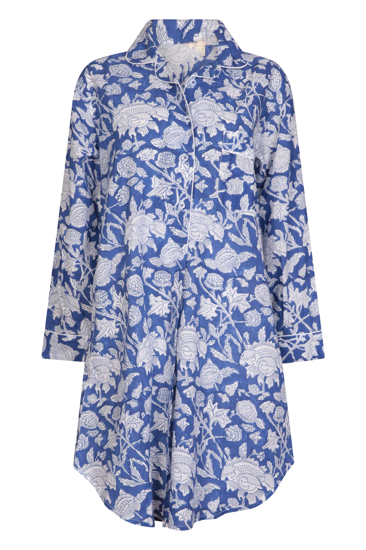 Hand Printed Nightshirt- Dragonfly Blue