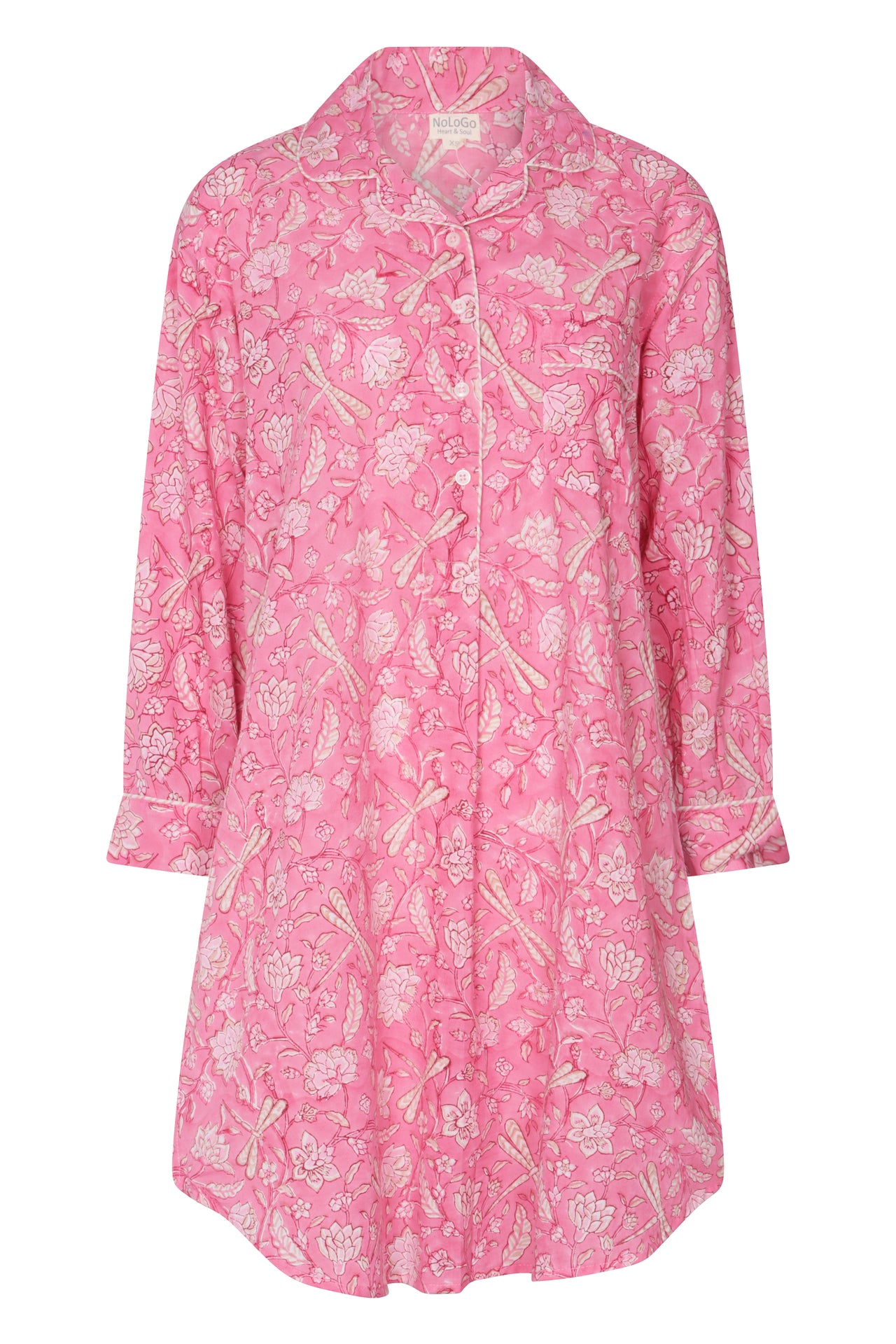 Hand Printed Nightshirt- Dragonfly Blue