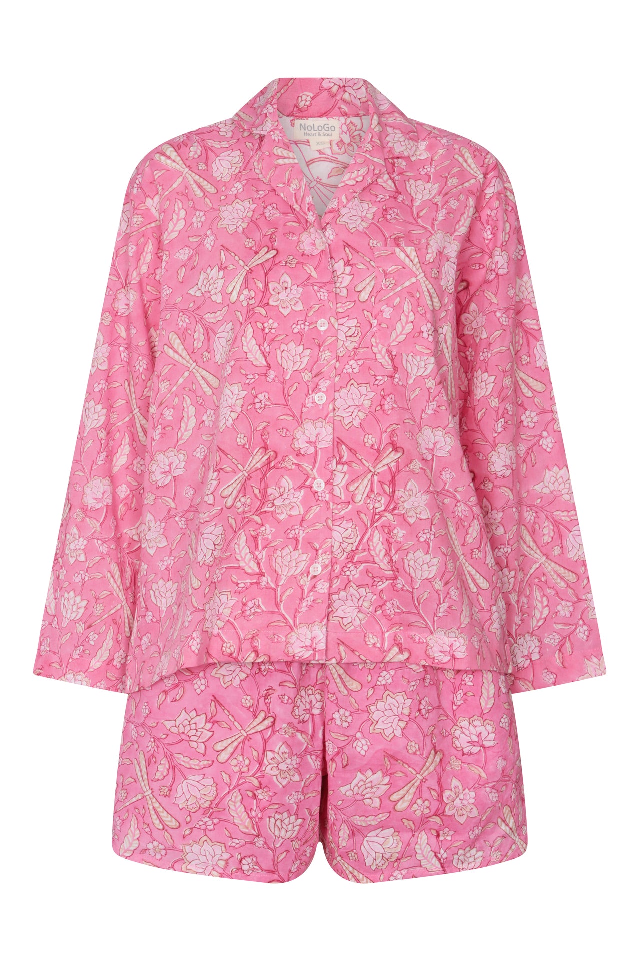 Hand Printed Cotton PJ SHORTS set - Dragonfly Blue