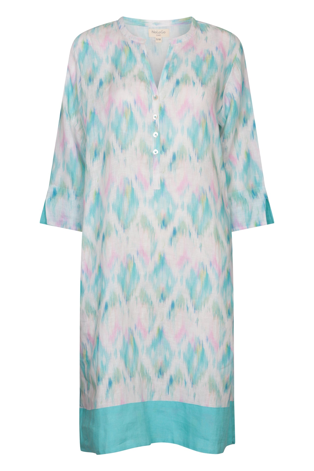 Mosaic Pastel Ikat Linen Tunic Dress