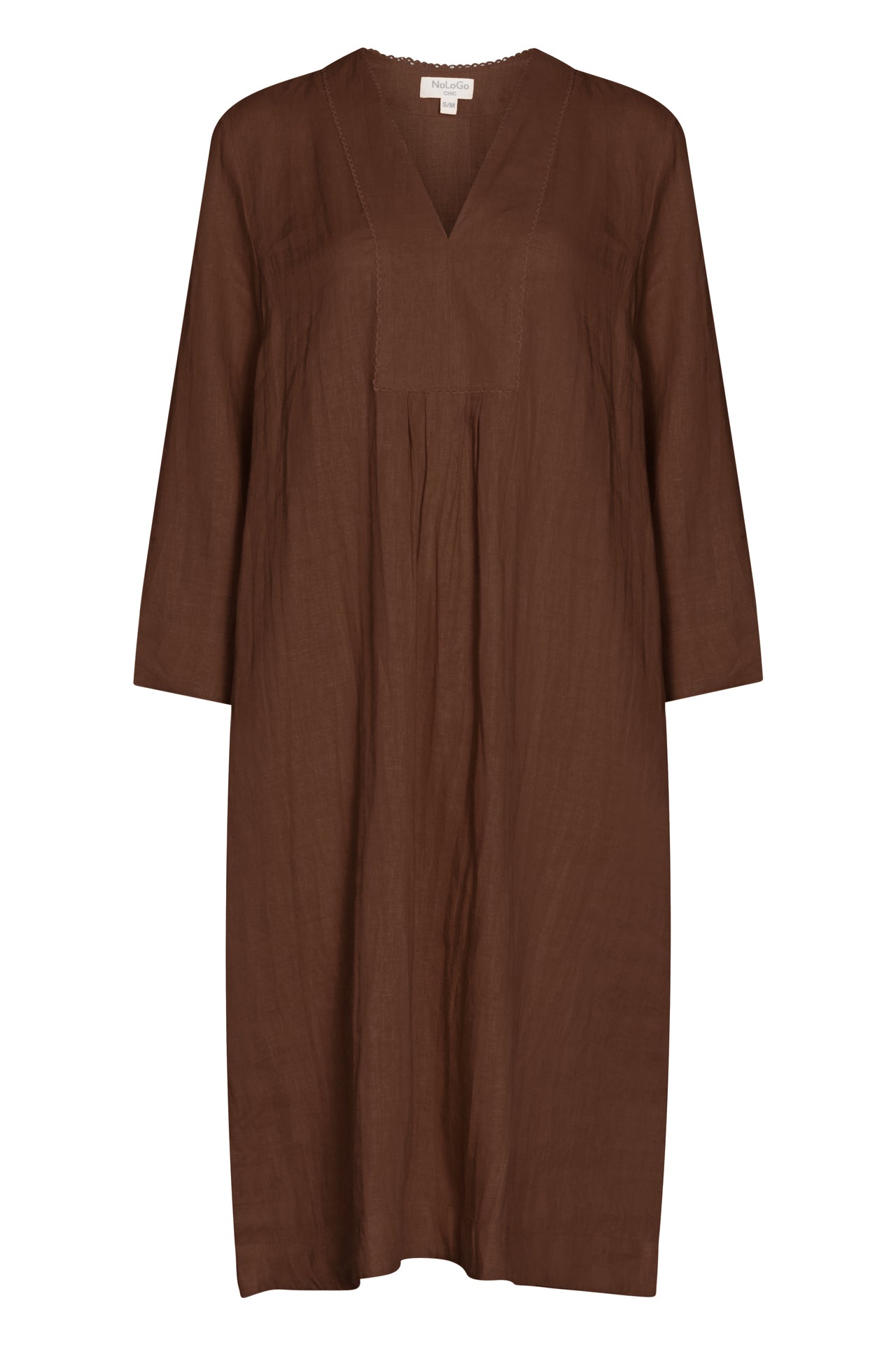 Picot Midi Dress Linen - Cocoa