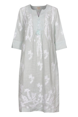 At Ease Embroidered Midi Dresses - Linen