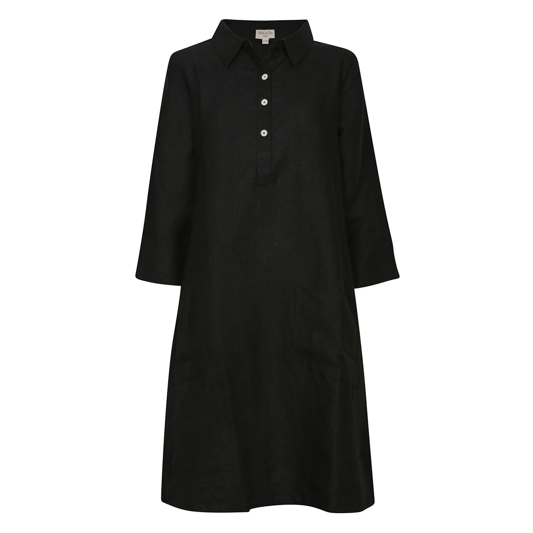 Up Town Linen Shirt Dress - Black