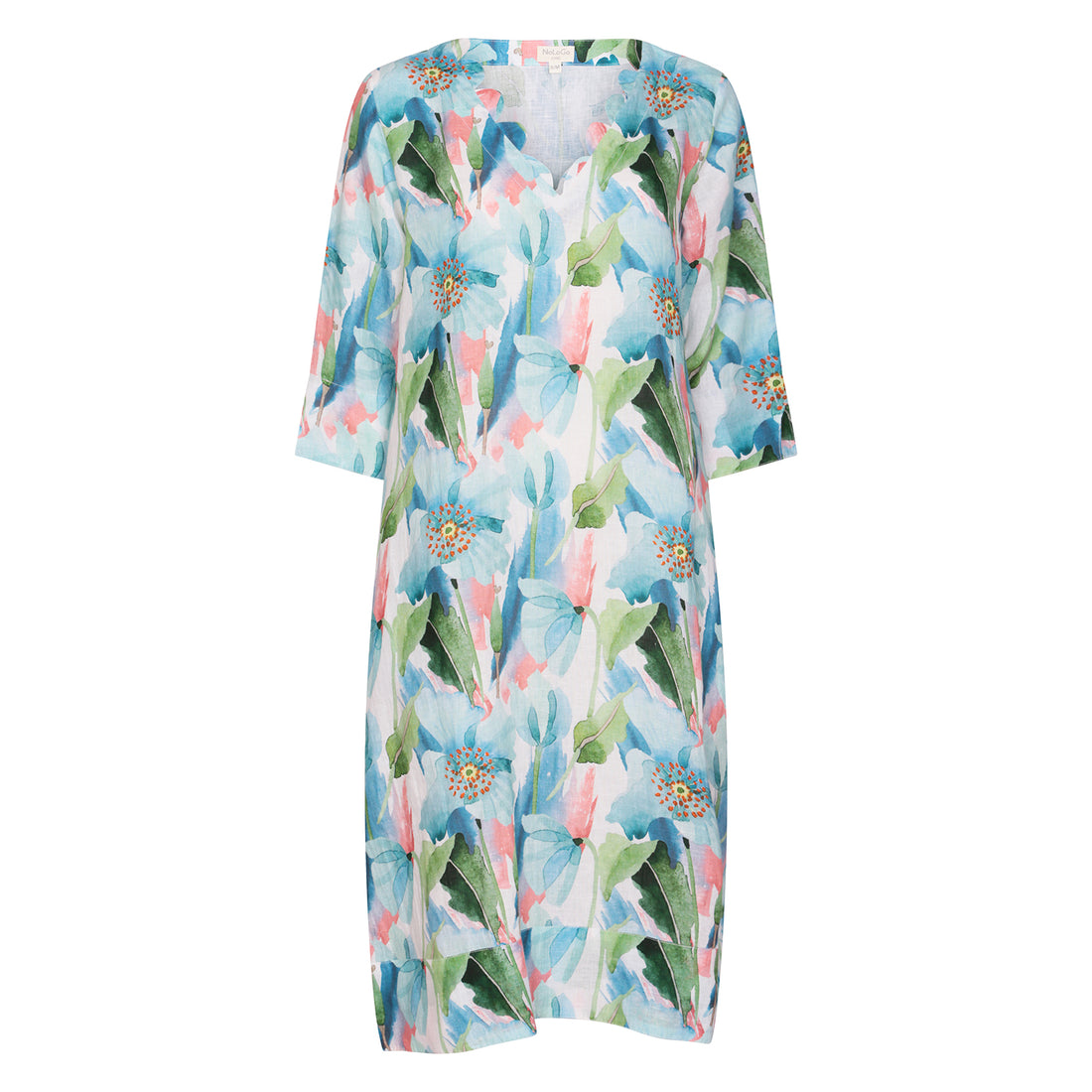 Tulip Poppy Classic MIDI Tunic Linen Blue
