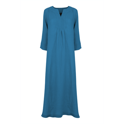 Life Style Linen Maxi Dress - Blue Sea