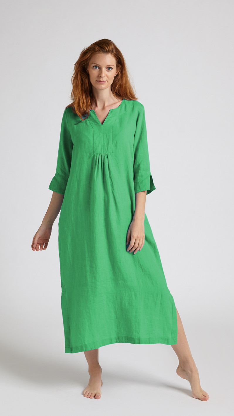 Life Style Linen Maxi Dress - Parrot Green