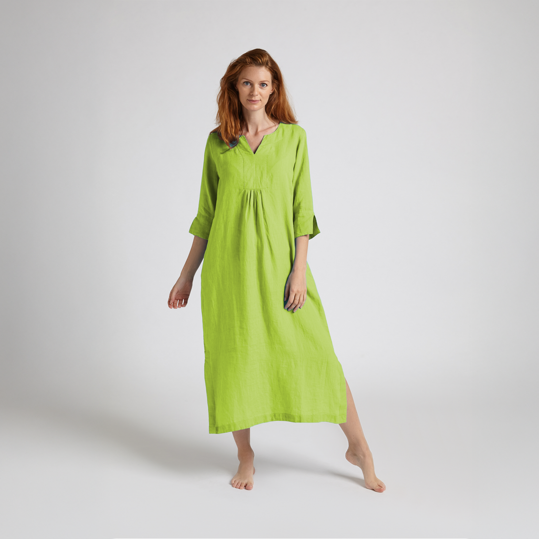 Life Style Linen Maxi Dress - Parrot Green