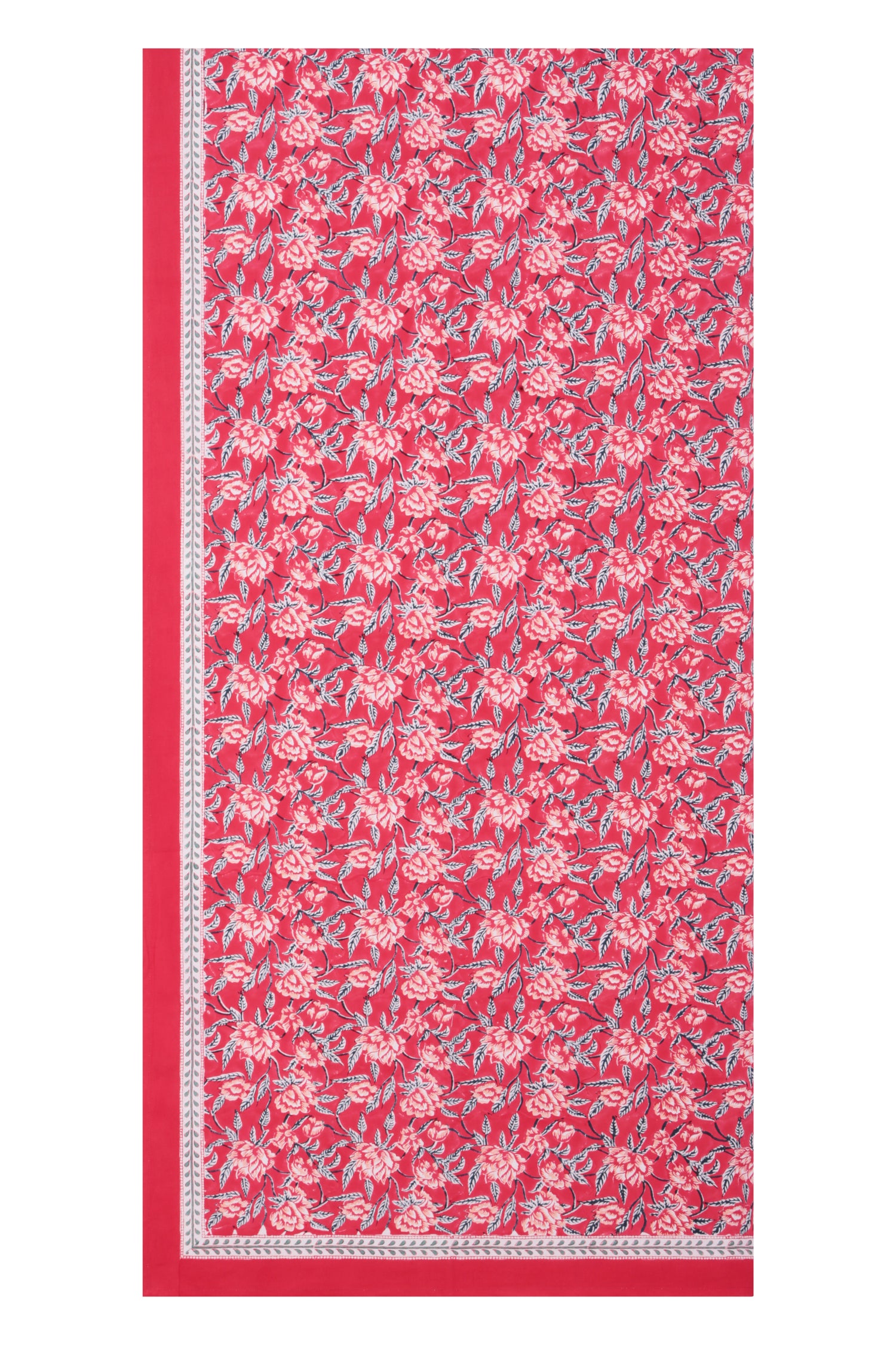 Hand Printed Cloth 150 x 225 cms Table Cloth Cotton Pine Red S/M