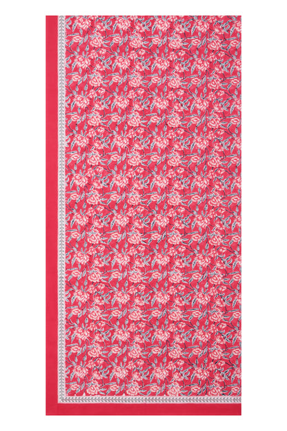Hand Printed Cloth 150 x 225 cms Table Cloth Cotton Pine Red S/M