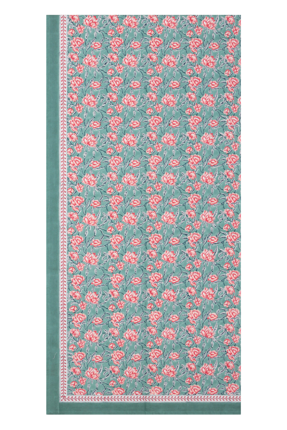 Hand Printed Cloth 150 x 225 cms Table Cloth Cotton Pine Green S/M