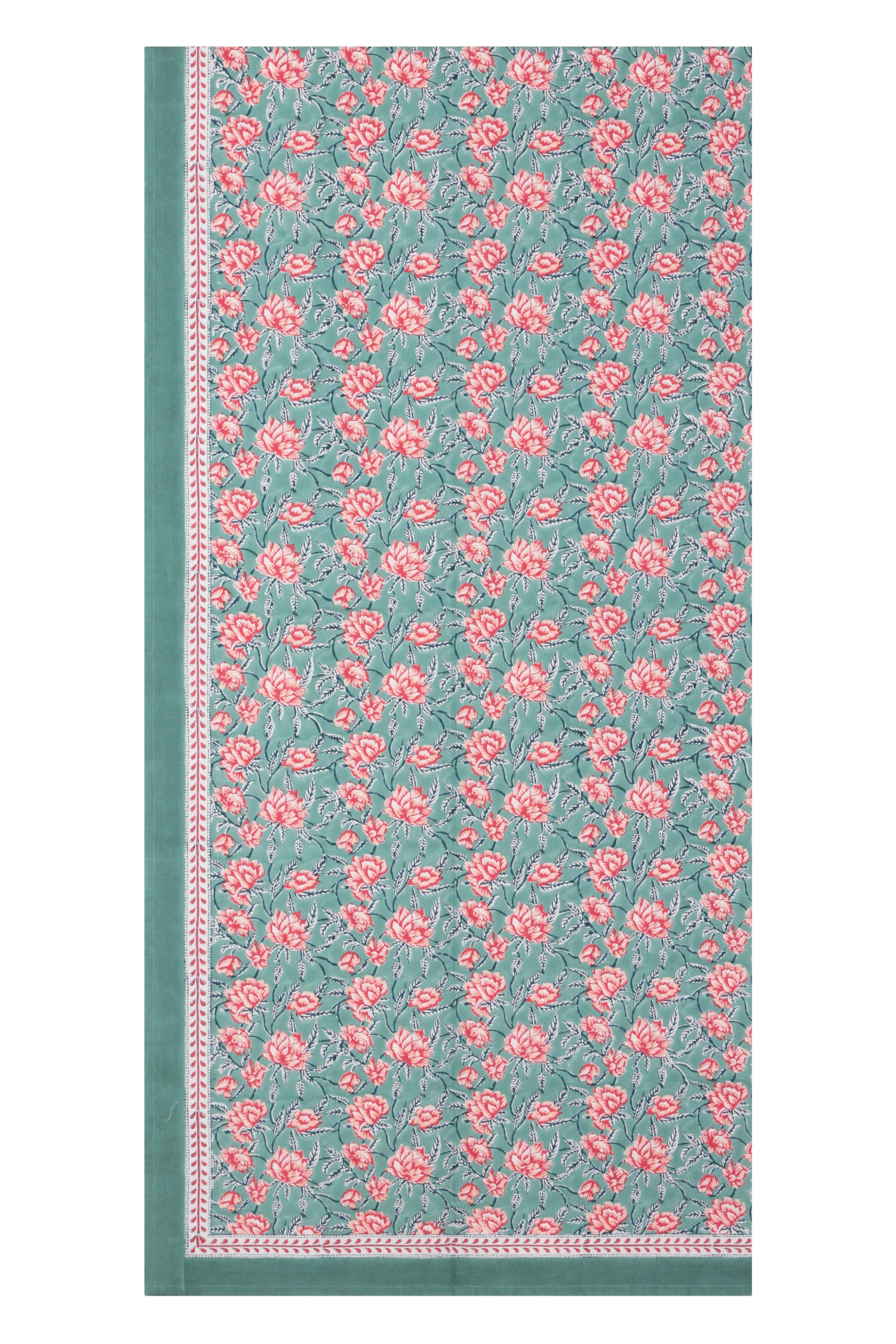 Hand Printed Cloth 170 x 300 cms Table Cloth Cotton Pine Green M/L