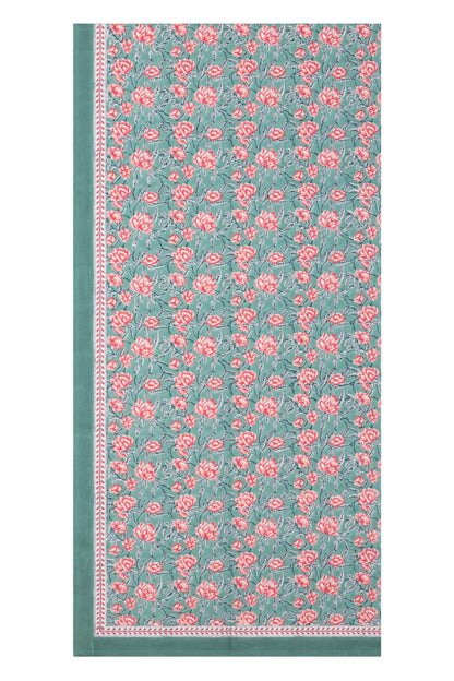 Hand Printed Cloth 170 x 300 cms Table Cloth Cotton Pine Green M/L