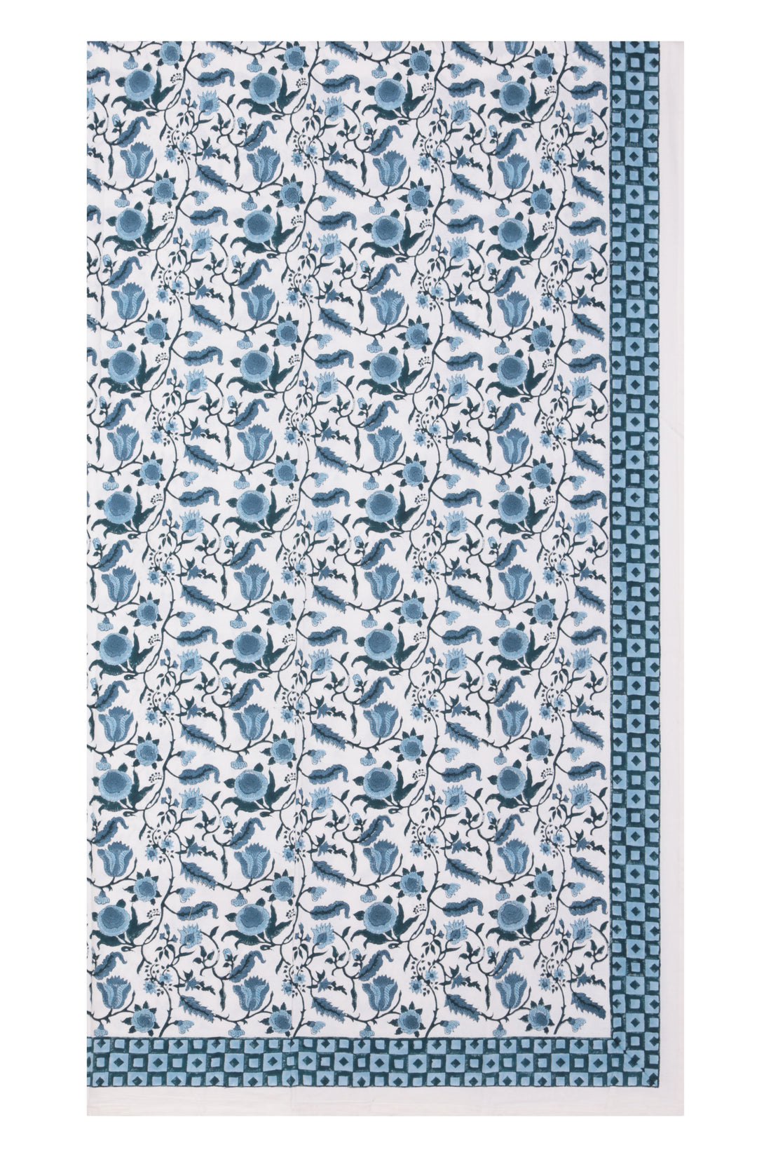 Hand Printed Cloth 170 x 300 cms Table Cloth Cotton Blue M/L