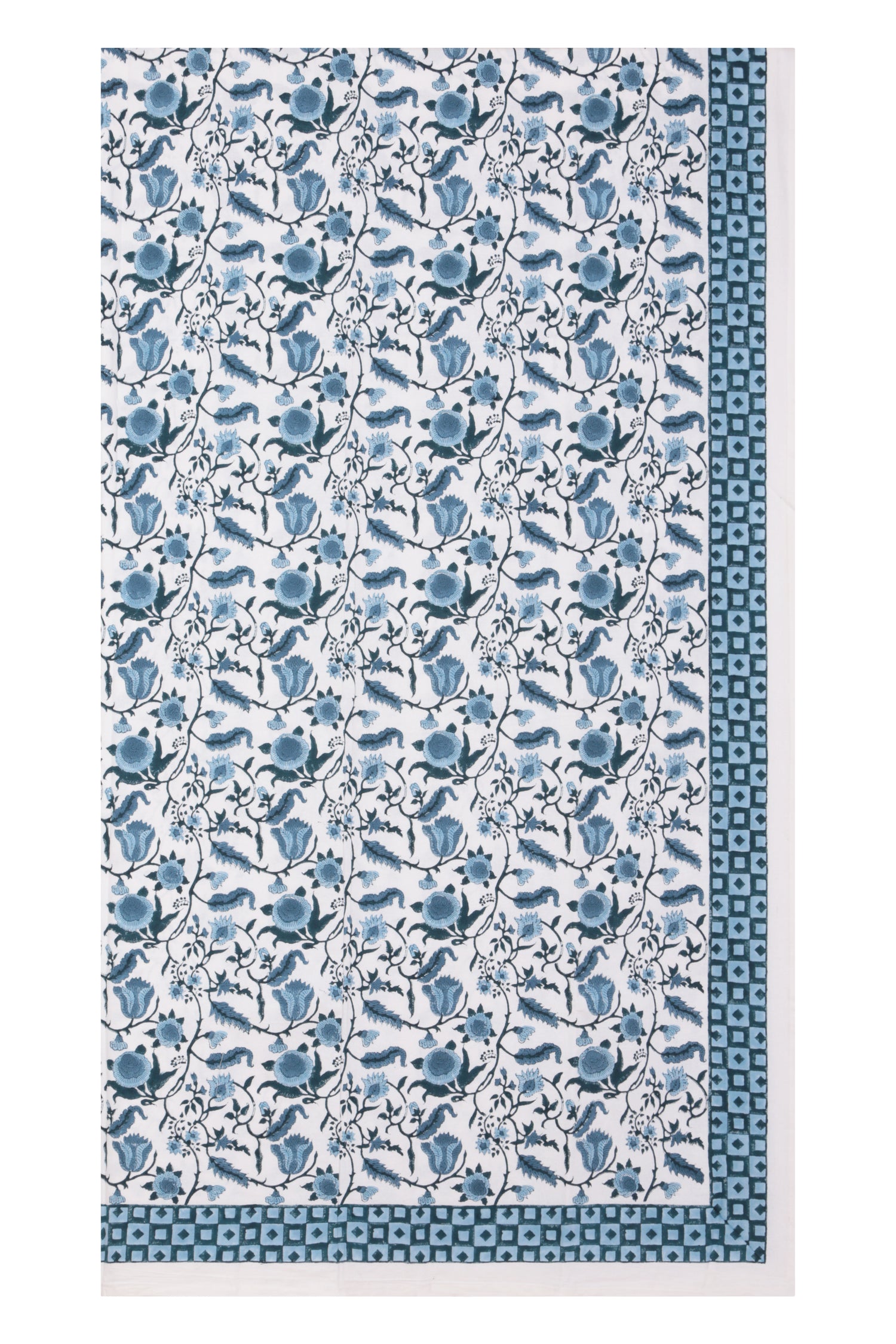 Hand Printed Cloth 150  x 225 cms Table Cloth  Cotton Blue S/M