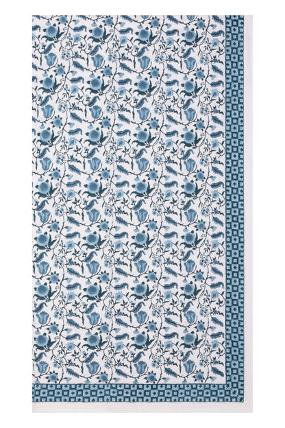 Hand Printed Cloth 150  x 225 cms Table Cloth  Cotton Blue S/M
