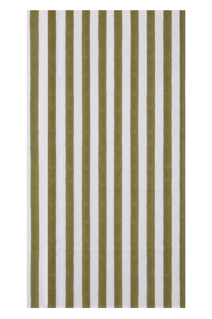 Broad Stripe Cloth 150  x 225 cms Table Cloth  Cotton Olive S/M