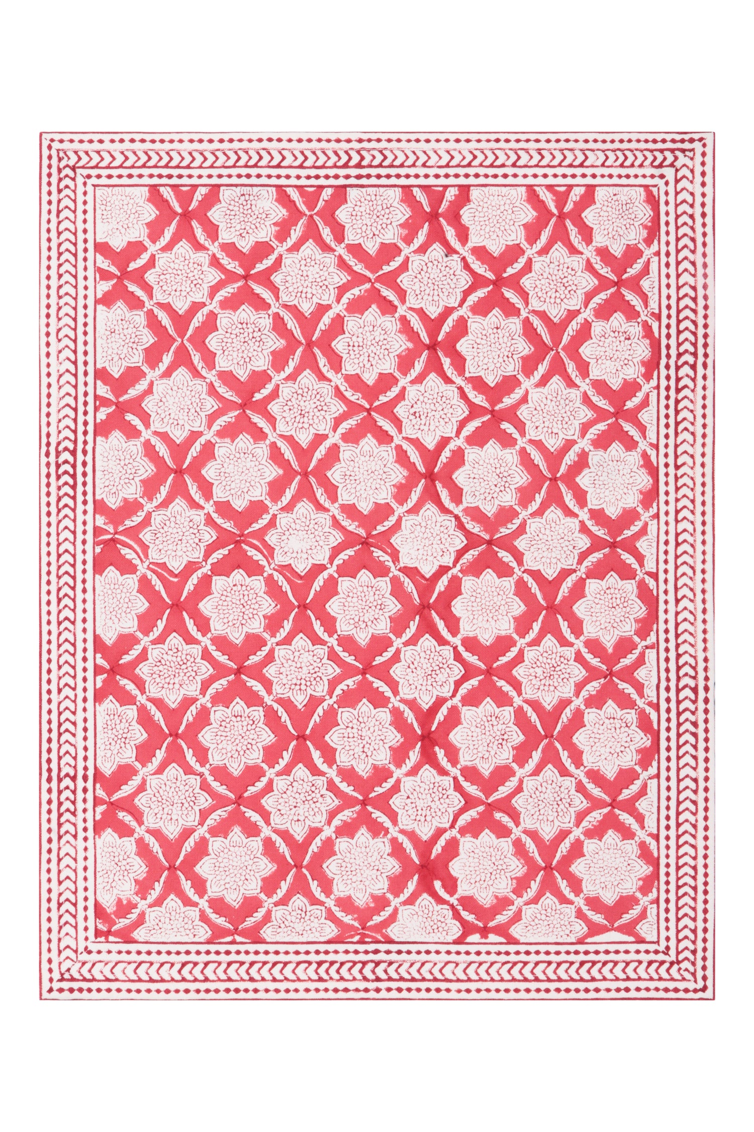 Bordered Mat 35 x 45 cms Place Mat Cotton Coral Red One Size