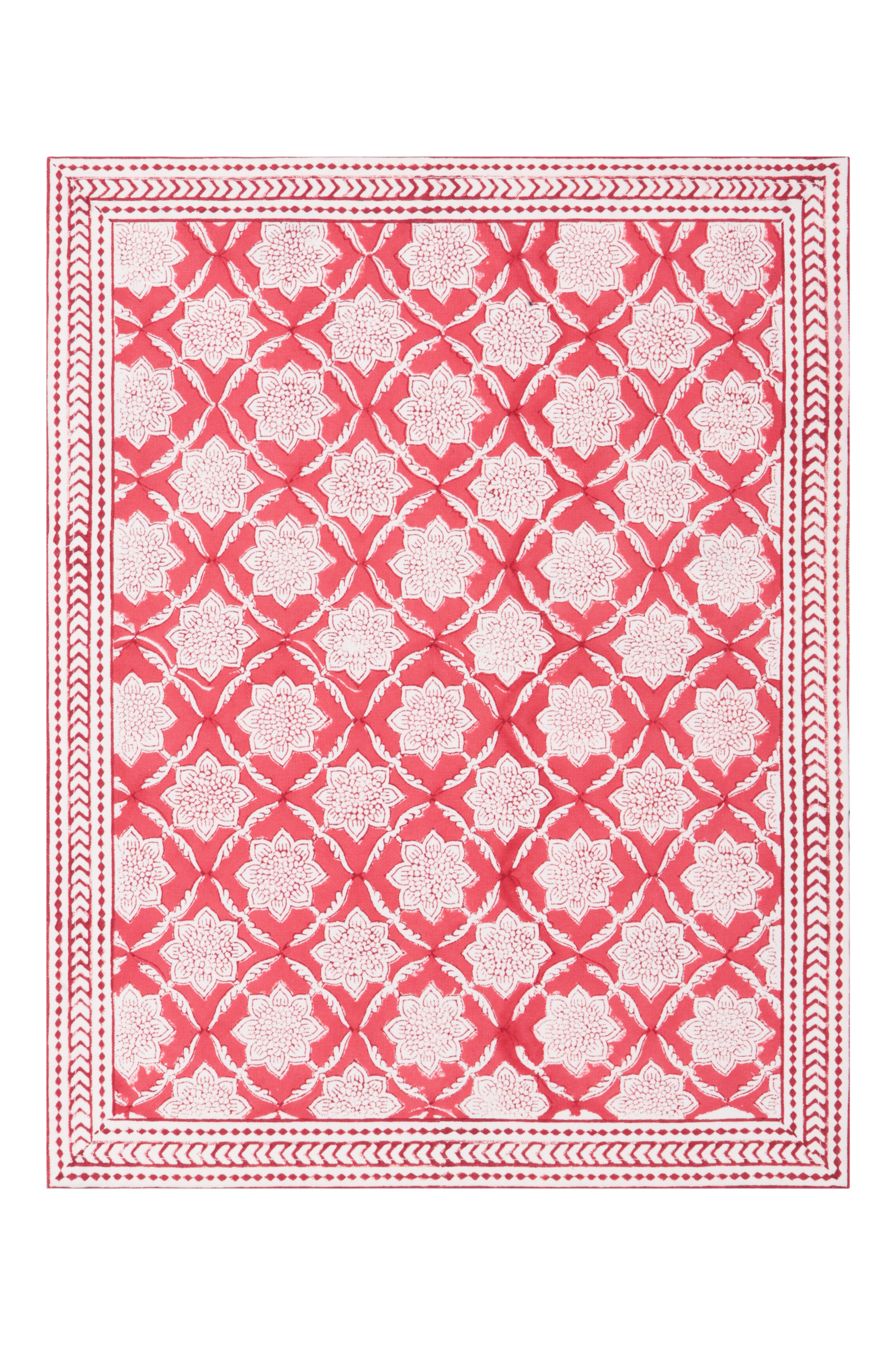 Bordered Mat 35 x 45 cms Place Mat Cotton Coral Red One Size