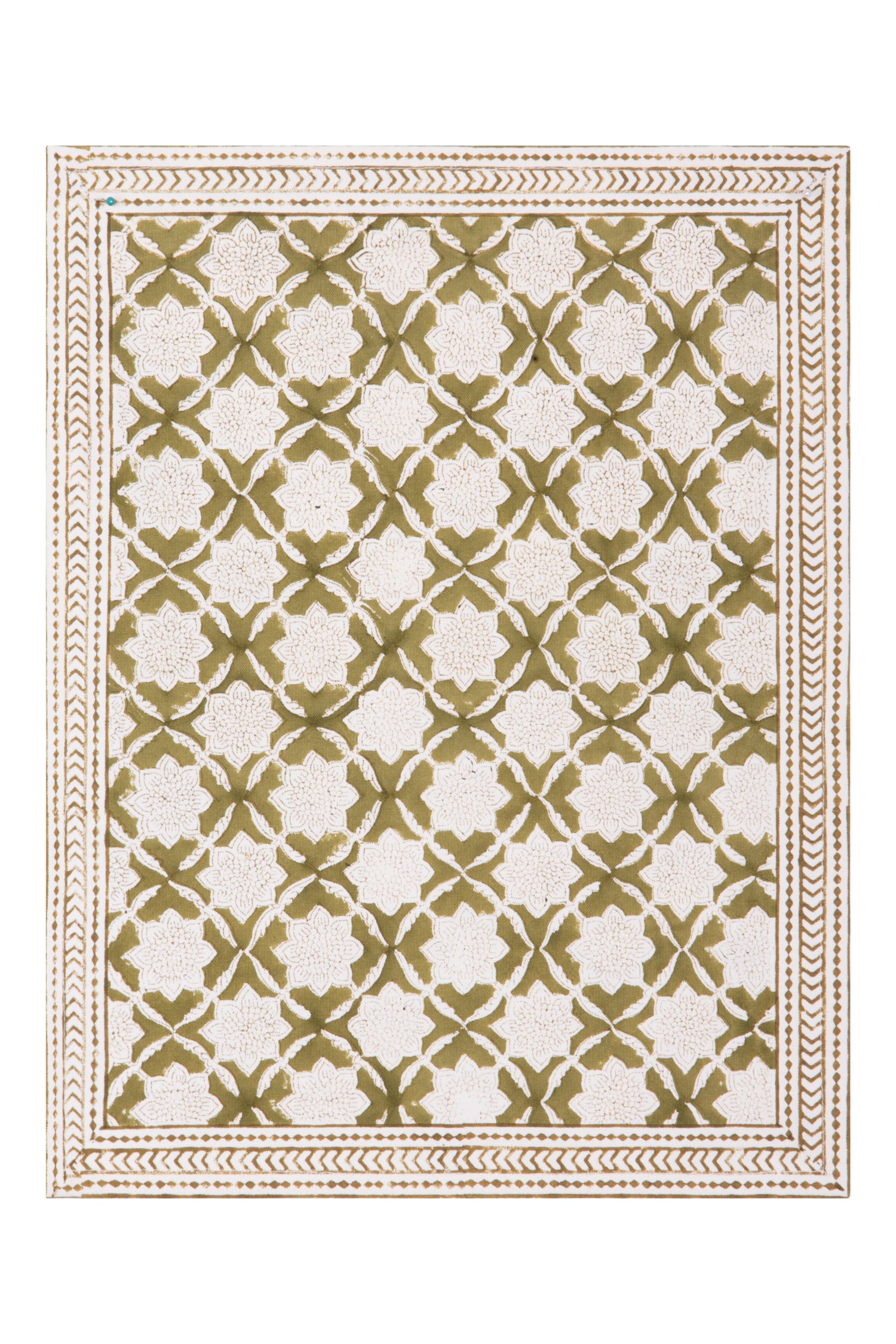 Bordered Mat 35 x 45 cms Place Mat Cotton Olive One Size