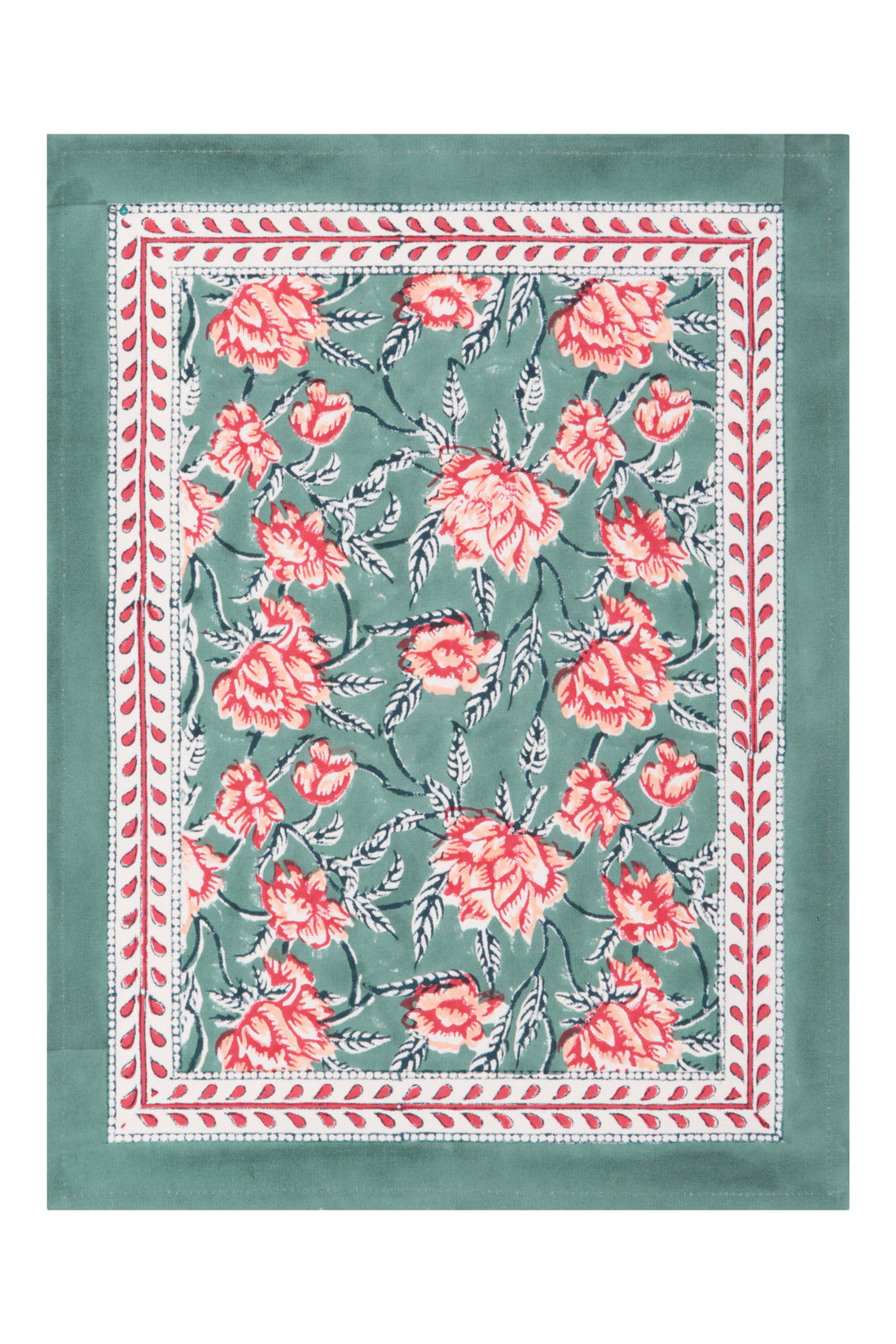 Bordered Mat 35 x 45 cms Place Mat Cotton Green One Size