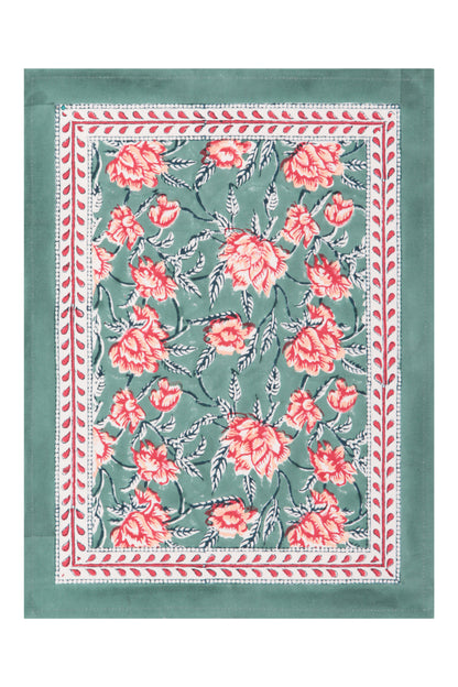 Bordered Mat 35 x 45 cms Place Mat Cotton Green One Size