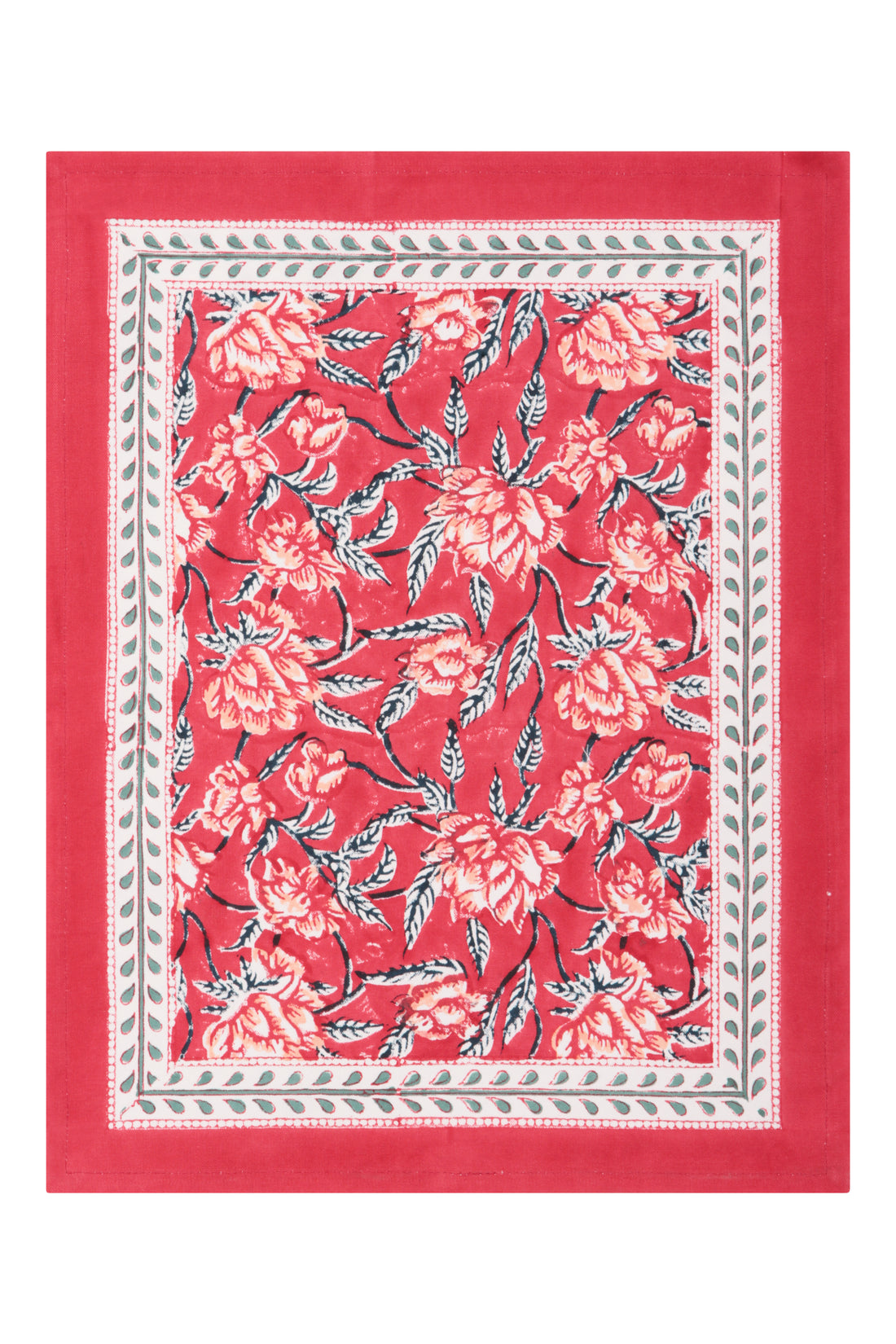 Bordered Mat 35 x 45 cms Place Mat Cotton Red One Size