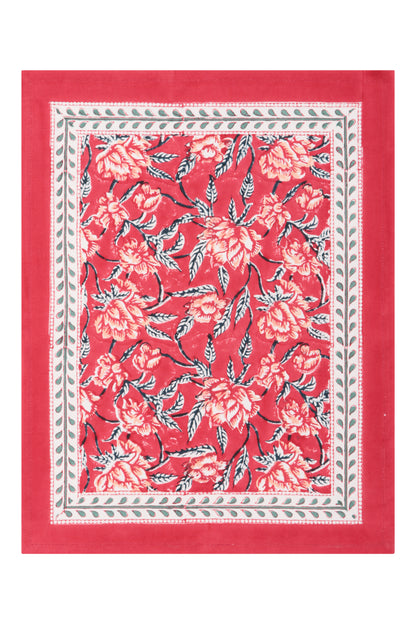 Bordered Mat 35 x 45 cms Place Mat Cotton Red One Size
