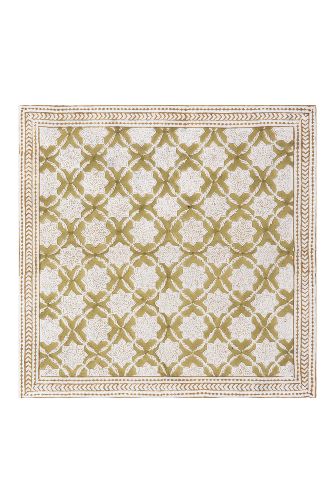 Fresco Stripe Napkins  with Border X 4 Napkin  Set Cotton Olive One  Size