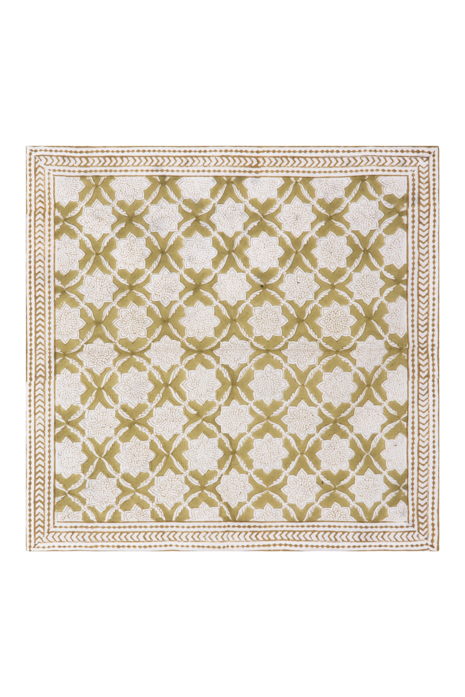 Fresco Stripe Napkins  with Border X 4 Napkin  Set Cotton Olive One  Size