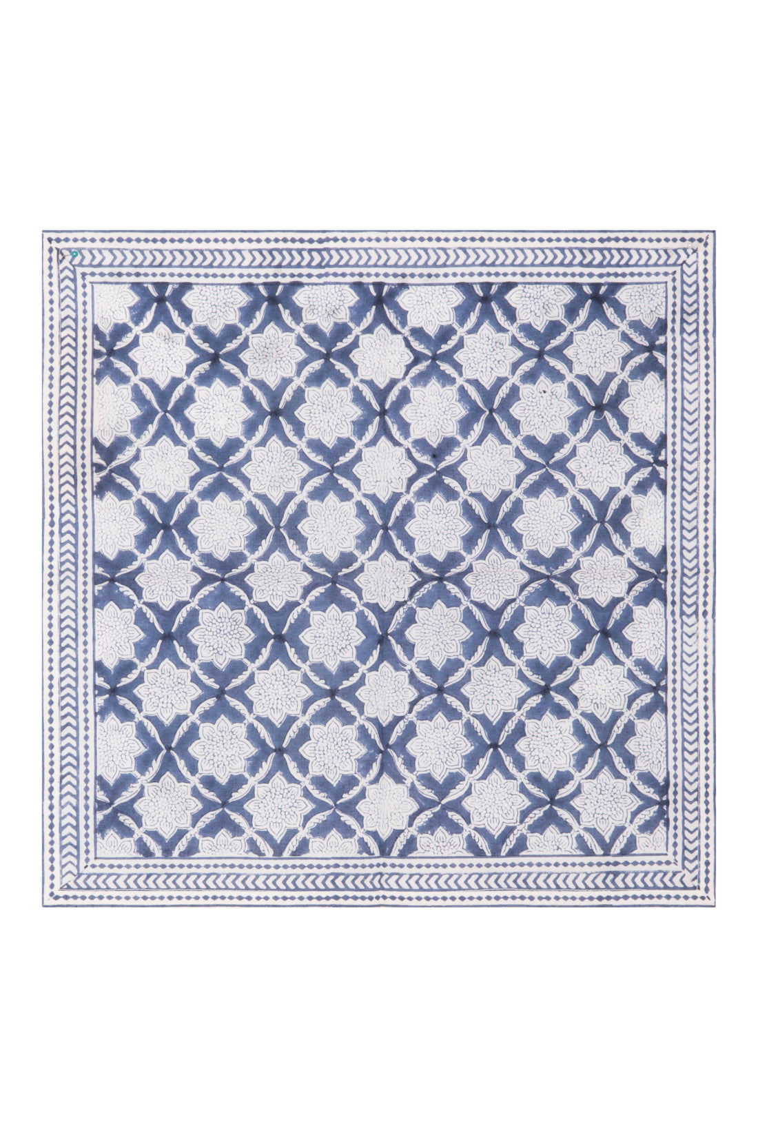 Fresco Stripe Napkins with Border X 4 Napkin Set Cotton Indigo One Size