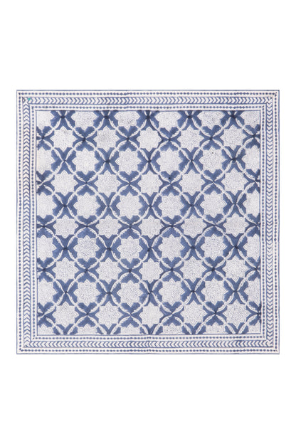 Fresco Stripe Napkins with Border X 4 Napkin Set Cotton Indigo One Size